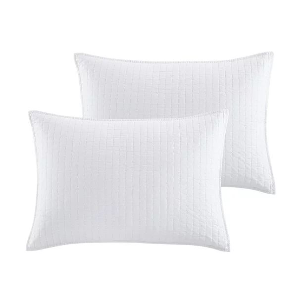 Better Homes and Gardens White Pick Stitch Cotton Pillow Shams, Standard (2 Count) - Walmart.com | Walmart (US)