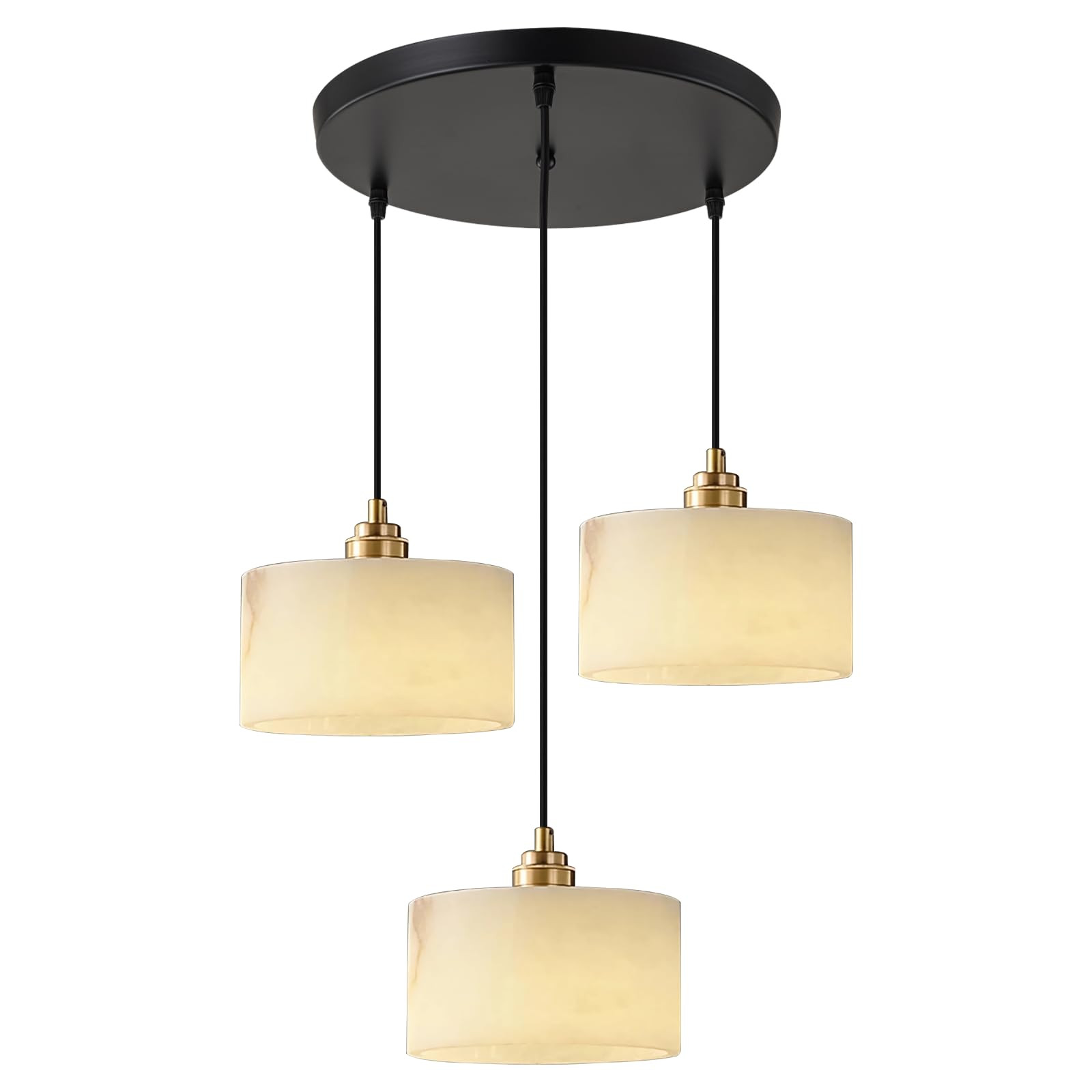 3-Light Cluster Chandelier Over Table Gold Brass Pendant Light Fixtures Alabaster Hanging Lights ... | Amazon (US)