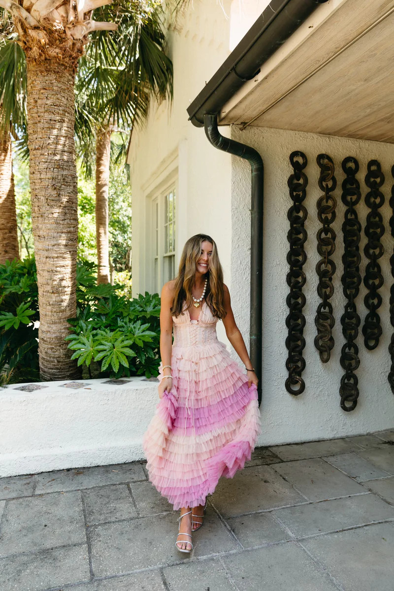 Iris Midi Dress - Pink Ombre | Triple Threads