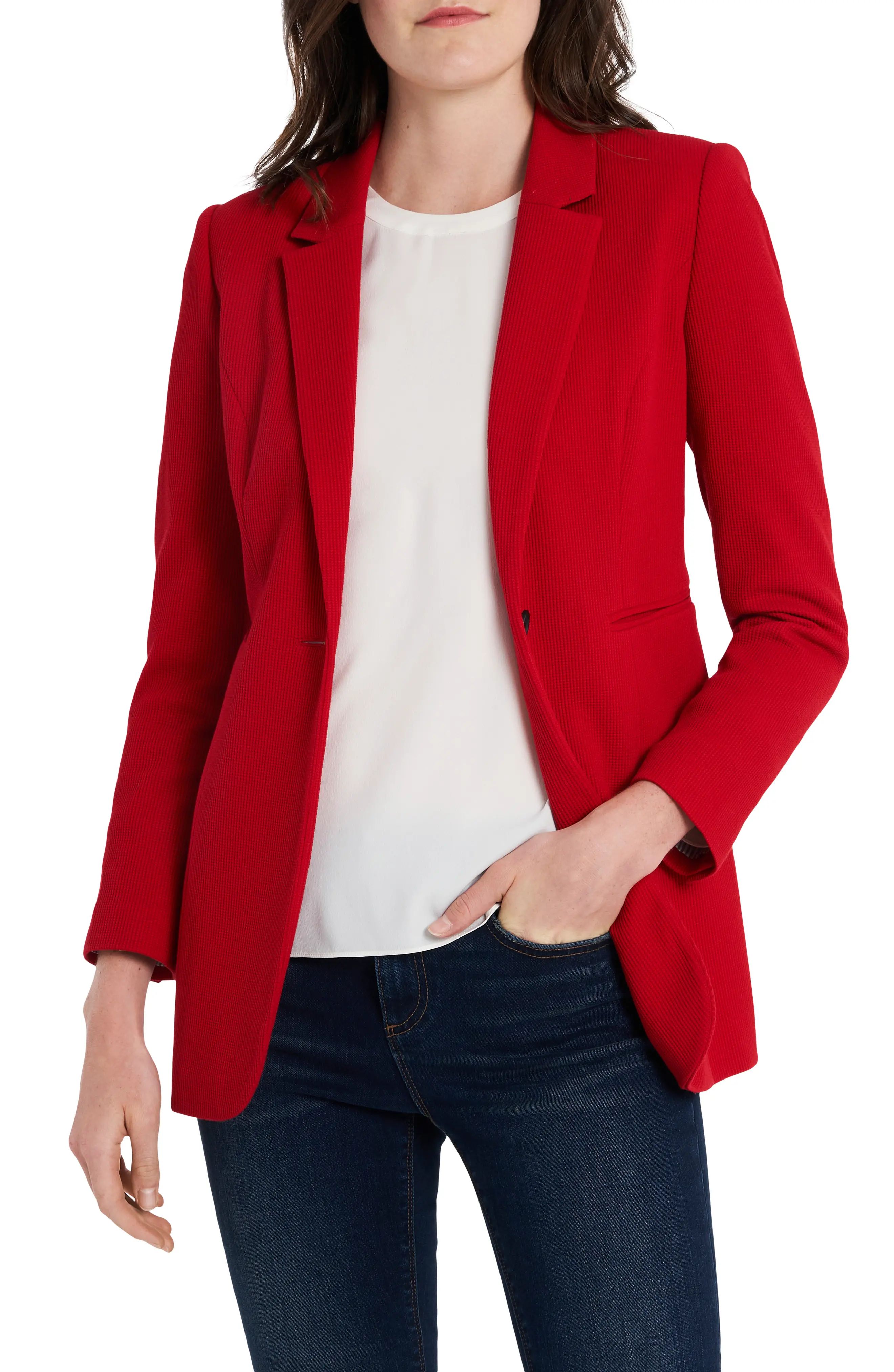 Women's Court & Rowe Waffle Knit Blazer, Size Small - Red | Nordstrom