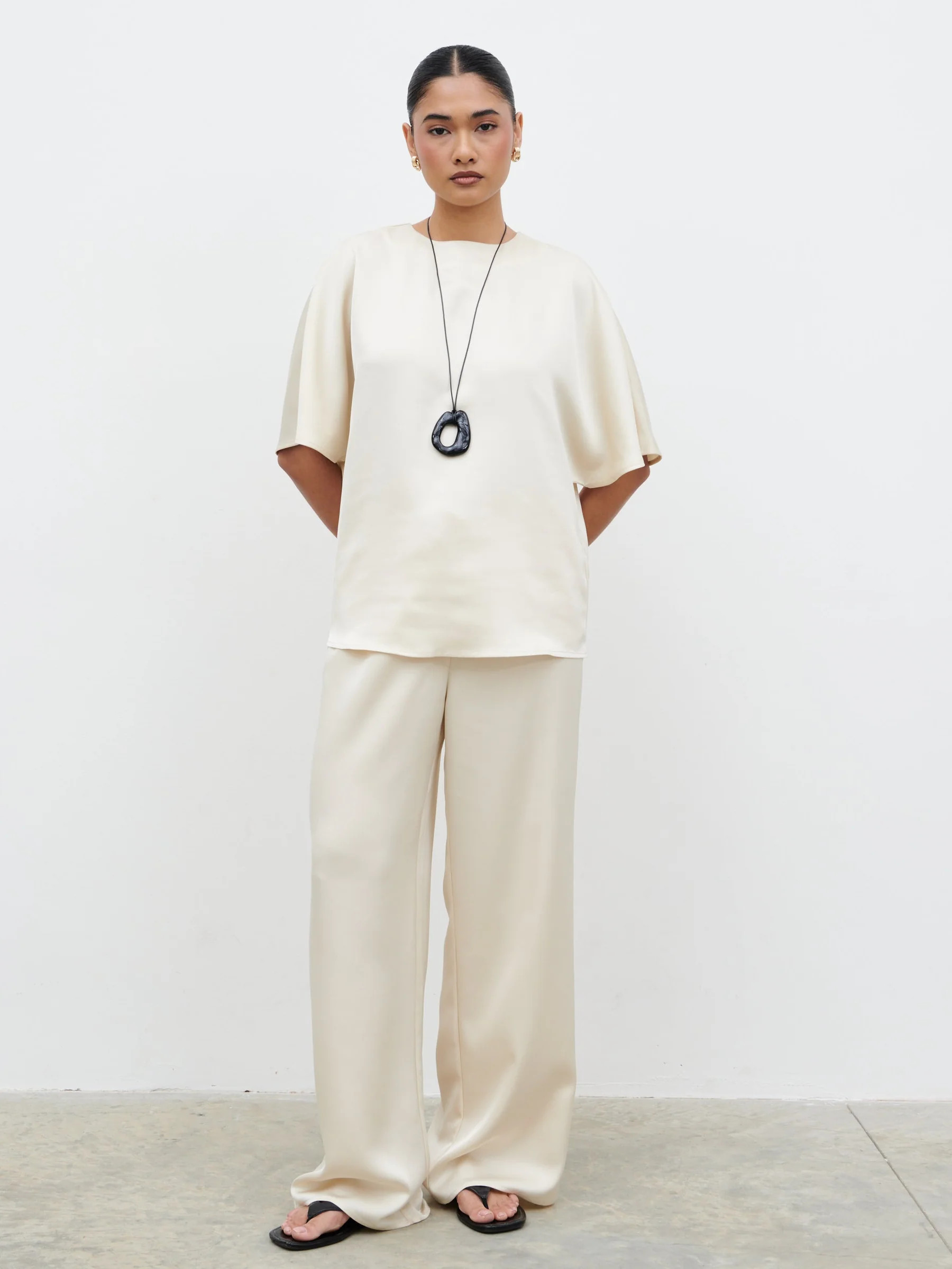 Breya Boxy Satin T-shirt | Pretty Lavish (UK)