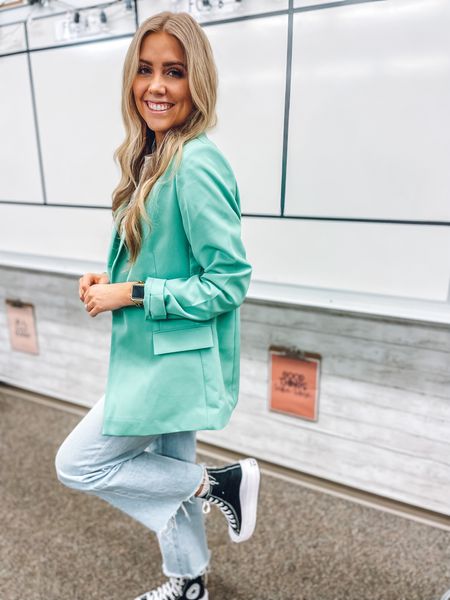 Green blazer: wearing my usual size M! It’s so good I have it in pink and tan too!
Converse are so comfy & fit true to size!

#LTKSeasonal #LTKworkwear #LTKunder100