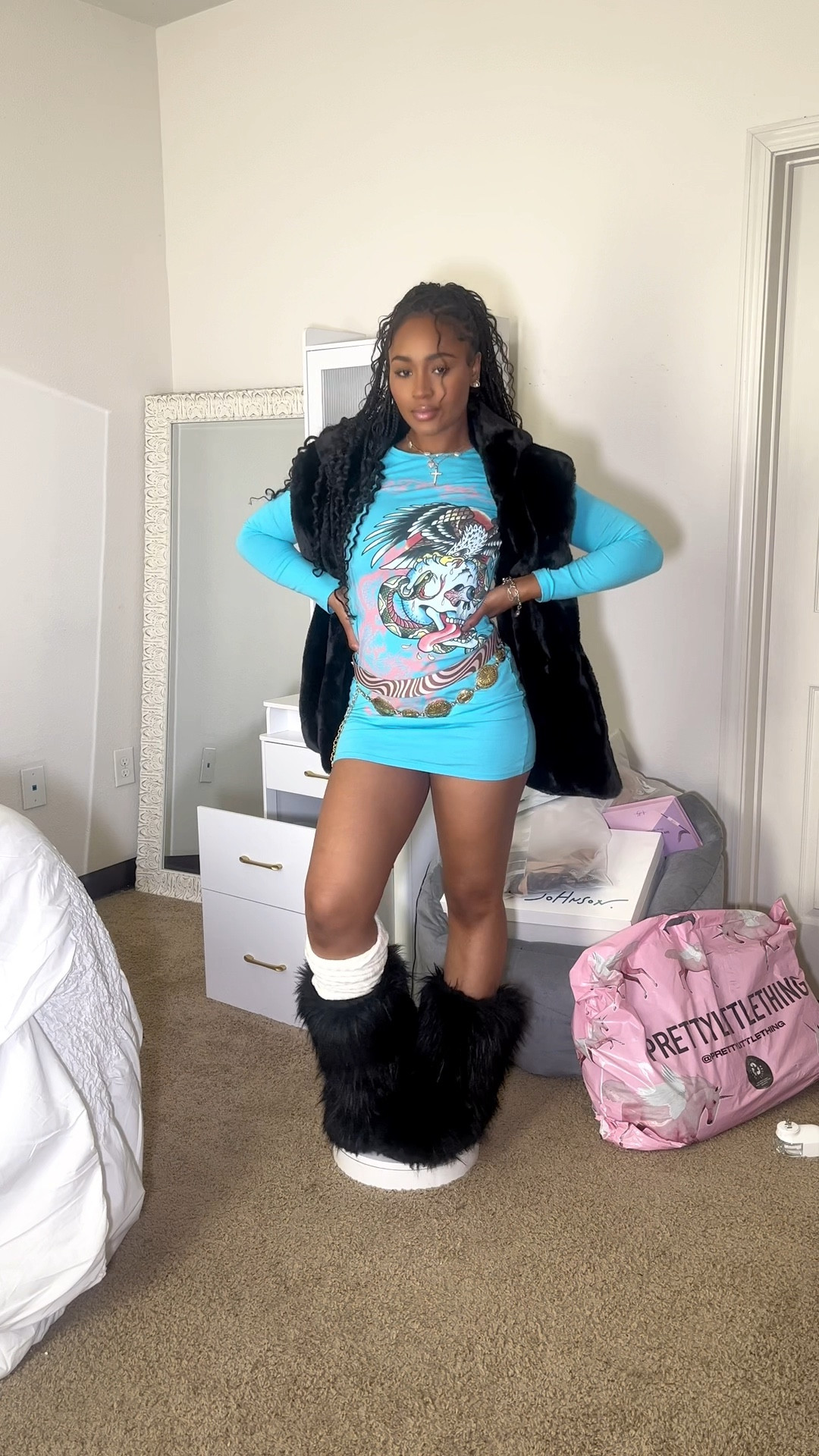 Ed Hardy dress & fur boots for a y2k look ✨🦋  #y2k #aliyahcore #edhardy #furboots #2000soutfits

#LTKsalealert #LTKstyletip #LTKfindsunder100