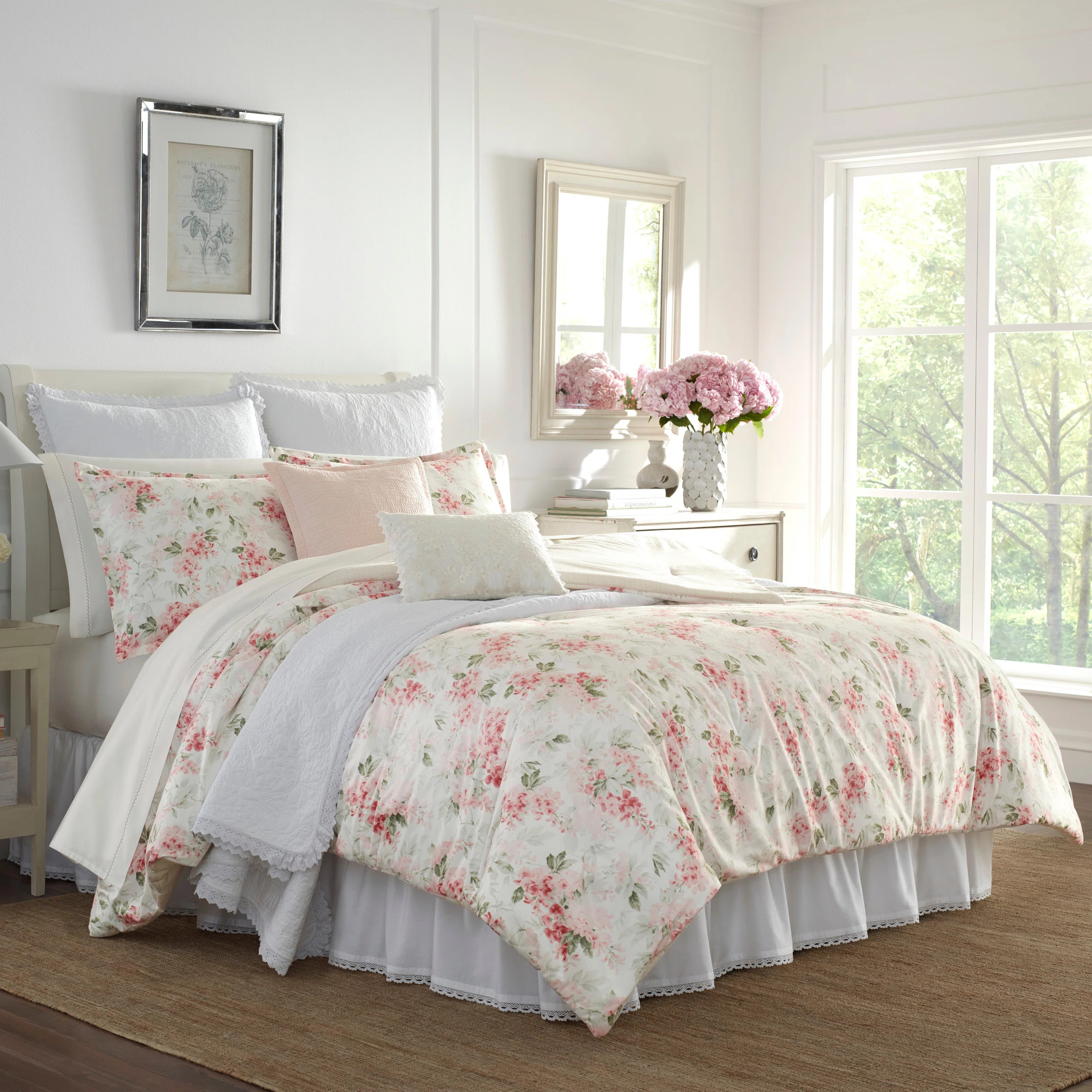 Laura Ashley Wisteria Pink Microfleece Comforter Set | Wayfair North America