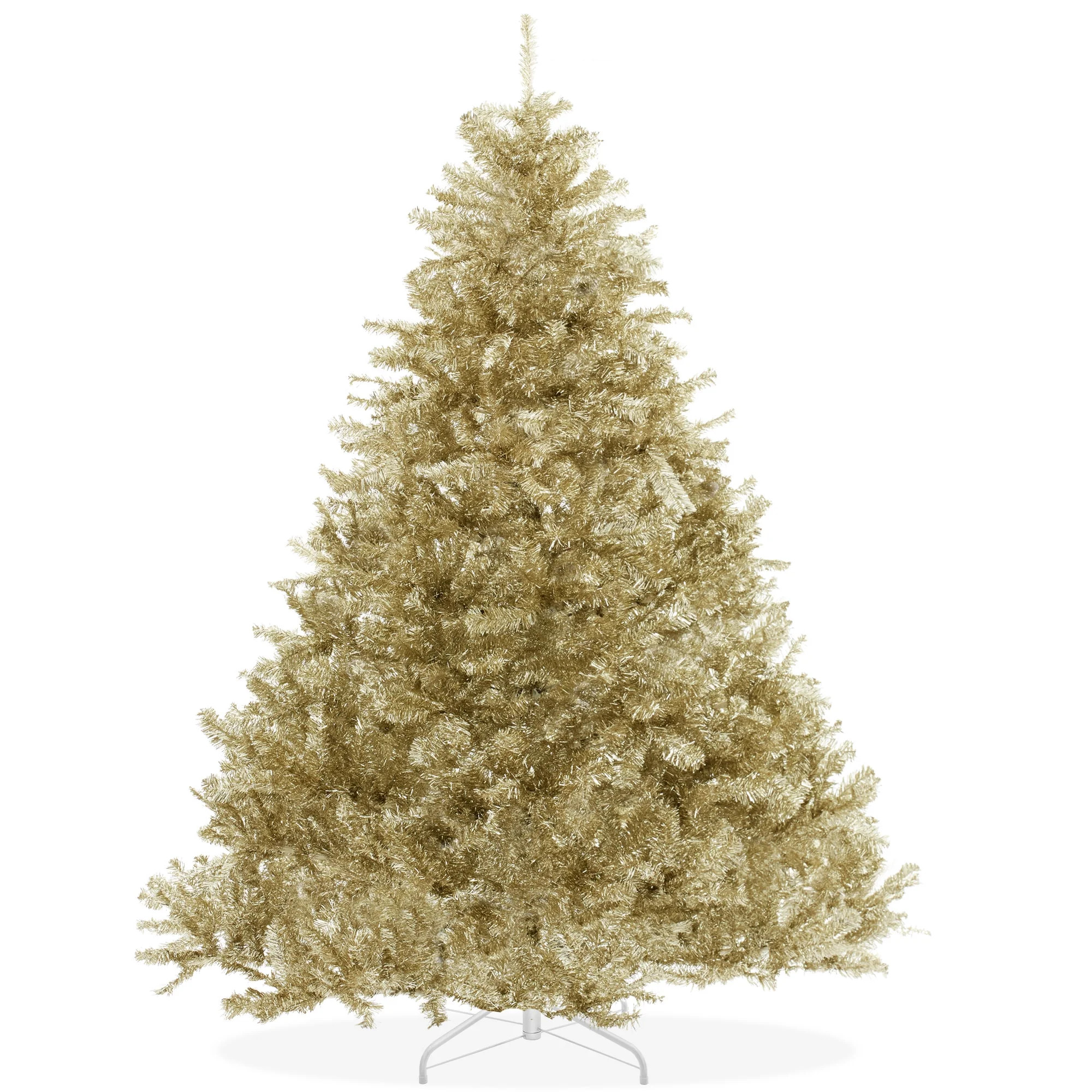 7.5FT Champagne Gold Tinsel Artificial Holiday Christmas Tree with Sturdy Metal Stand | Walmart (US)