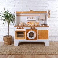 Handcrafed Wooden Play Kitchen | White & Natural Customizable Area Pretend Toys | Etsy (US)