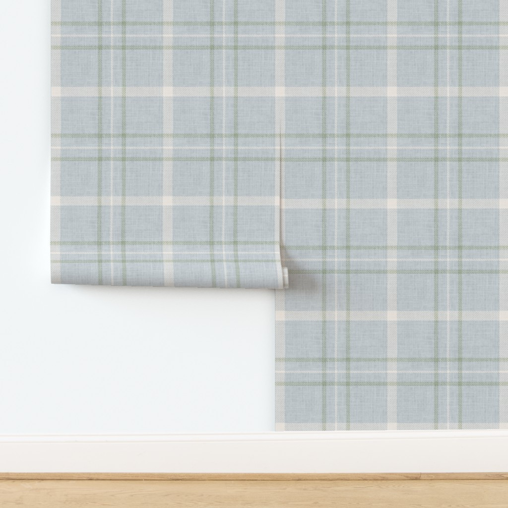 Minimal textured plaid check / heritage revival style - Large - Blue green Wallpaper | Spoonflowe... | Spoonflower