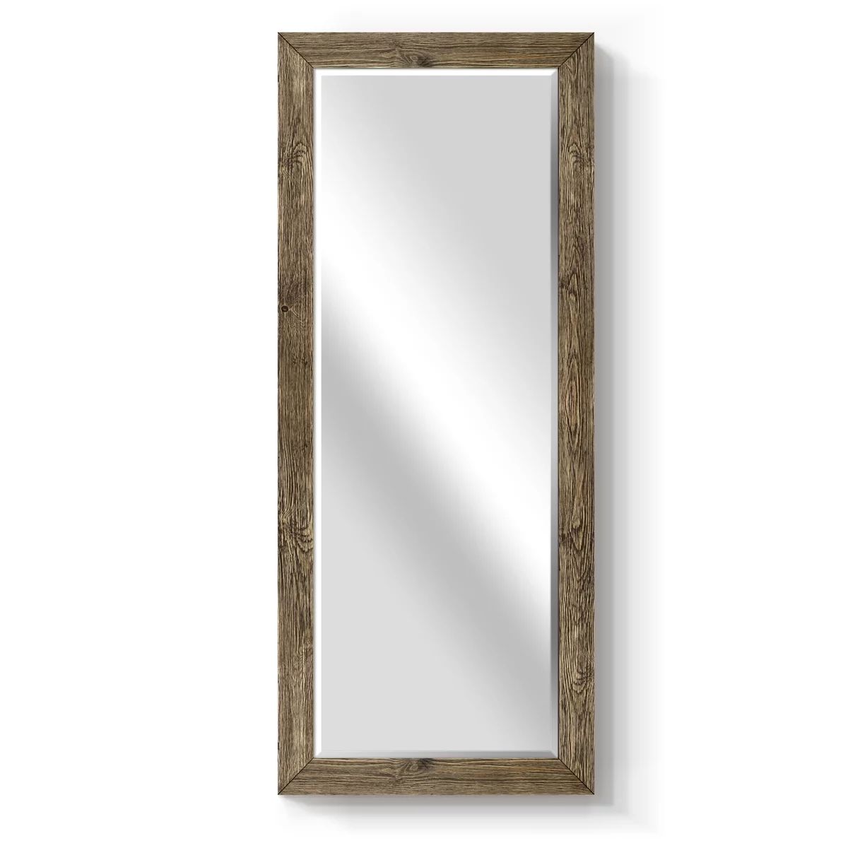 25 in. W x 61 in. H Framed Rectangle Beveled Edge Wood Full Length Mirror in Walnut | Walmart (US)