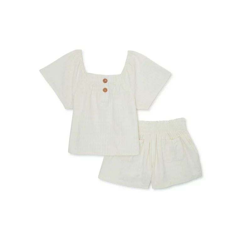 easy-peasy Baby and Toddler Girls Henley Short Sleeve Top and Shorts, Sizes 12 Months - 5T | Walmart (US)