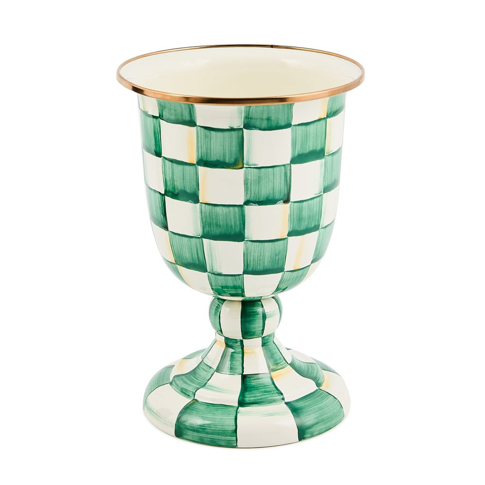 Emerald Check Pedestal Vase | MacKenzie-Childs