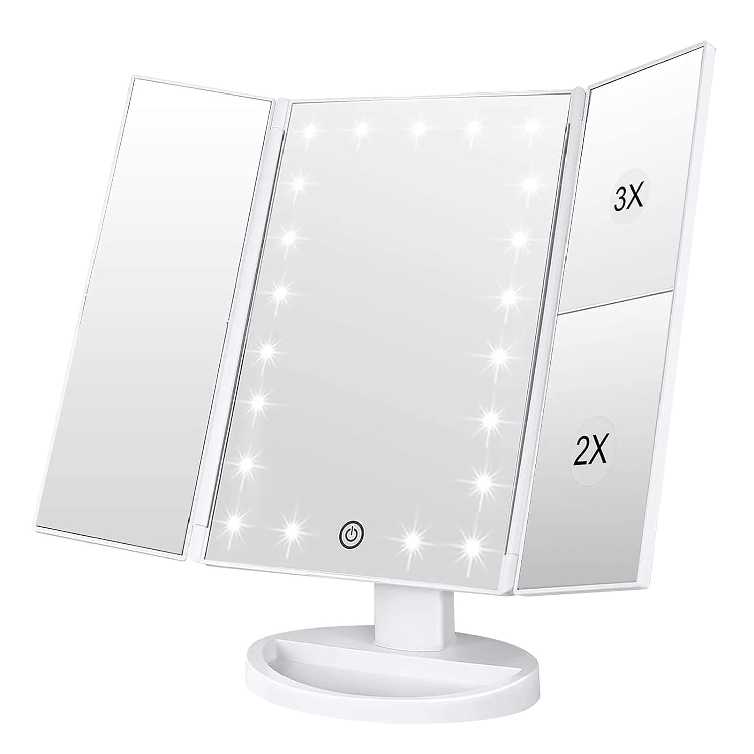 WEILY Makeup Mirror with 21 LED Lights,Two Power Supply Modes, Adjustable Touch Screen and 1x/2x/... | Amazon (US)