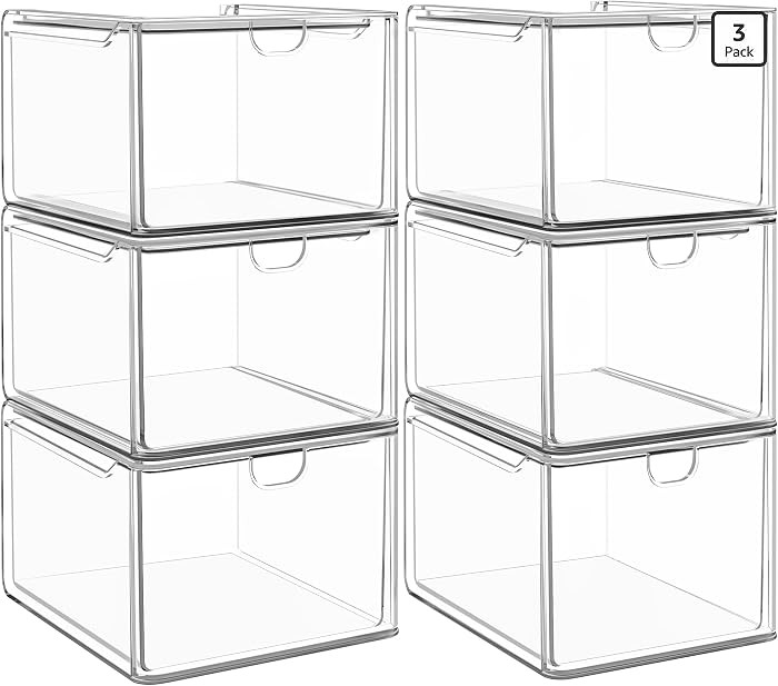 6 Pack Small Clear Stackable Acrylic Storage Boxes for Art Tool & Sketch, Stroage Drawers, Makeup... | Amazon (US)