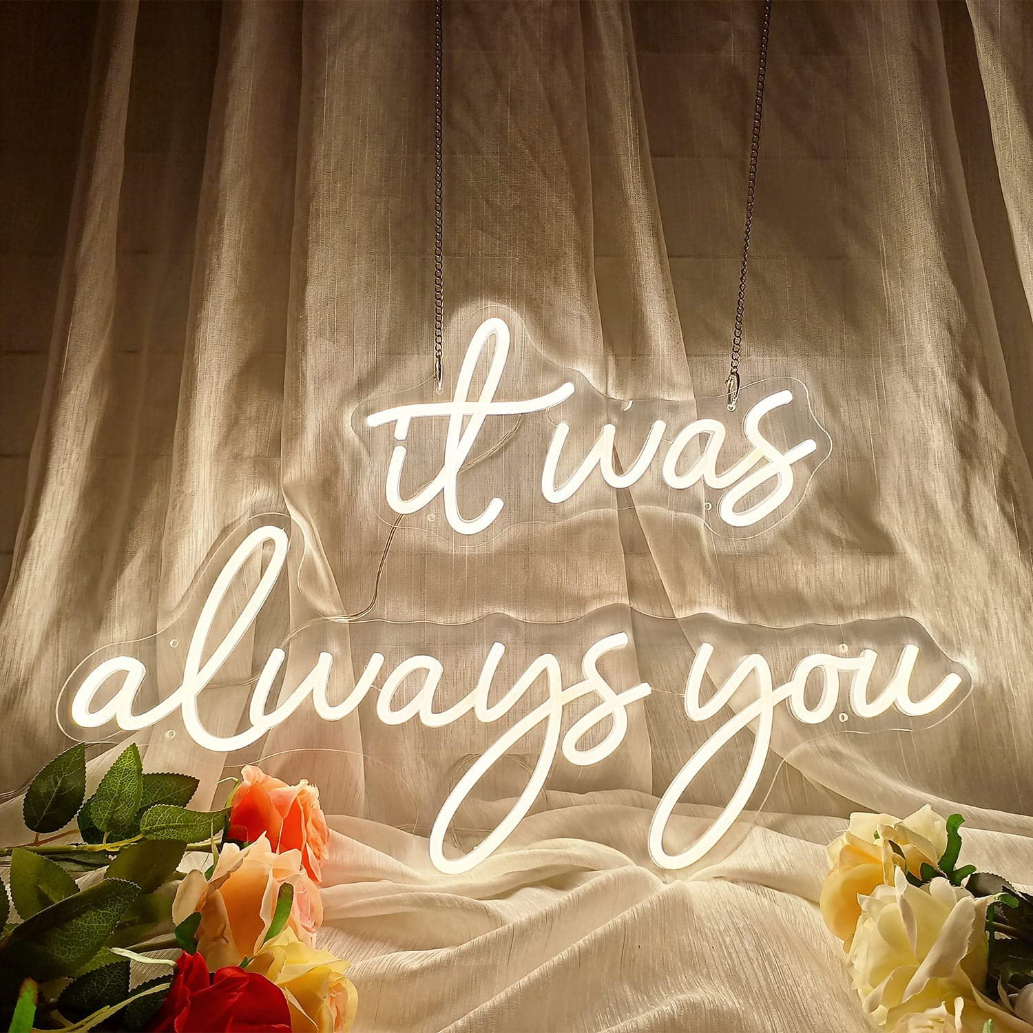 Large Neon Sign 'it was always you' Neon Night with Dimmable Wall Decor for Bedroom Living Room B... | Amazon (US)