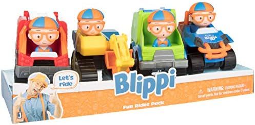 Blippi Toy Vehicles Playset of 4, Larger 3 Inch Size - Includes Excavator, Mobile, Fire Engine Tr... | Amazon (US)