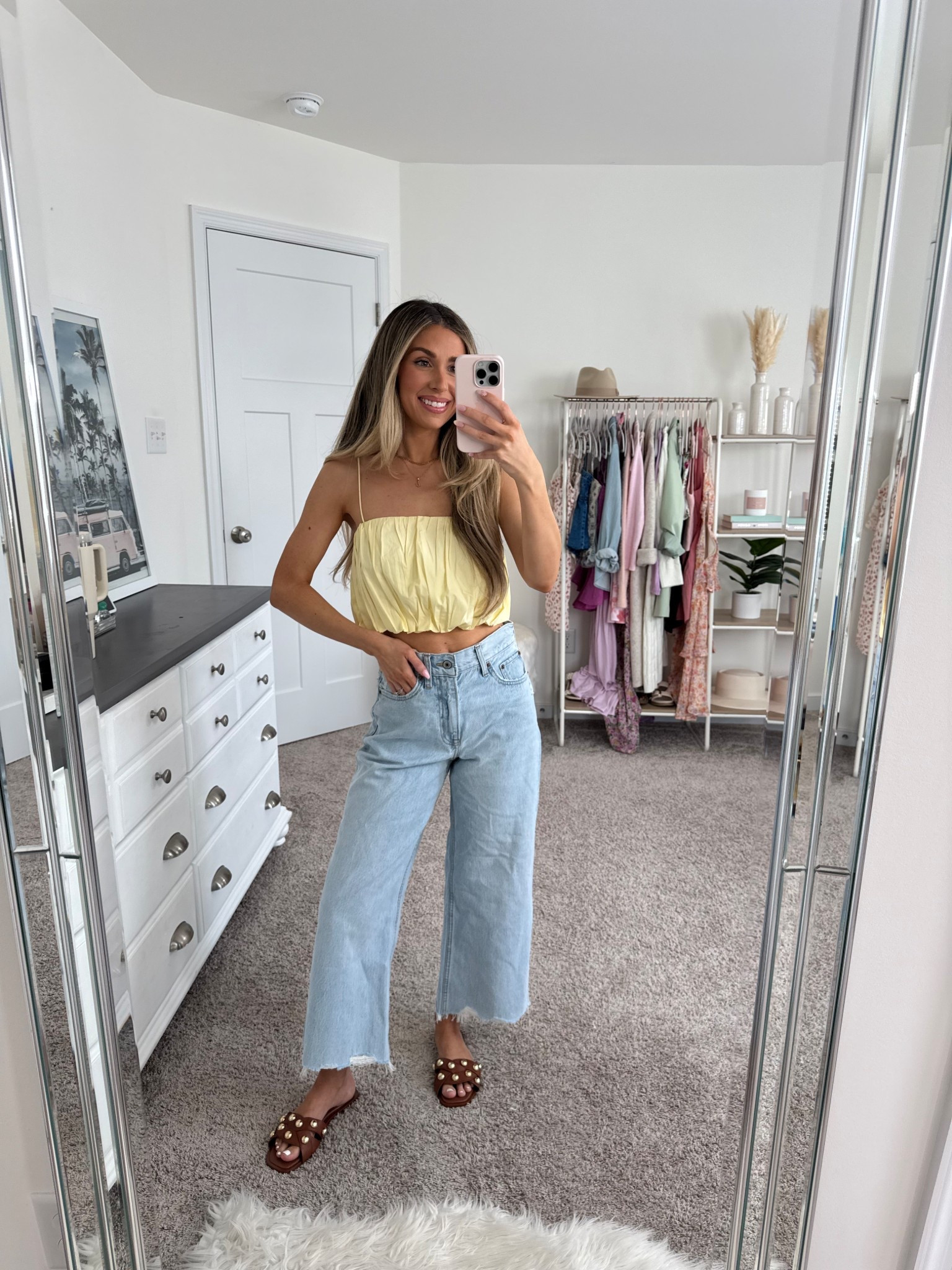 top: xs
Jeans: 24 short 
Sandals: true to size 

#LTKStyleTip #LTKFindsUnder50 #LTKFindsUnder100