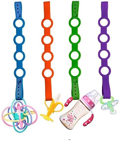 Amazon.com : 4PK Toy Safety Straps, Stretchable Silicone Pacifier Clips Baby Toddler Bottle Toy H... | Amazon (US)