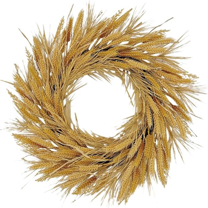 Haute Decor 26 Inch Artificial Harvest Wheat Wreath for Front Door - Large Summer and Fall Faux W... | Amazon (US)