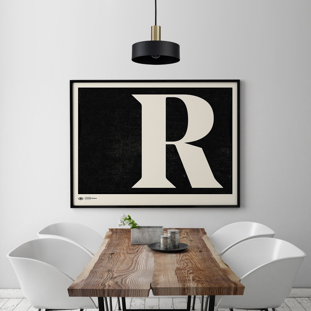 Large Wall Art, Monogram Poster Art Print, Letter R, Instant Download| Minimalist Mid Century Art... | Etsy (US)