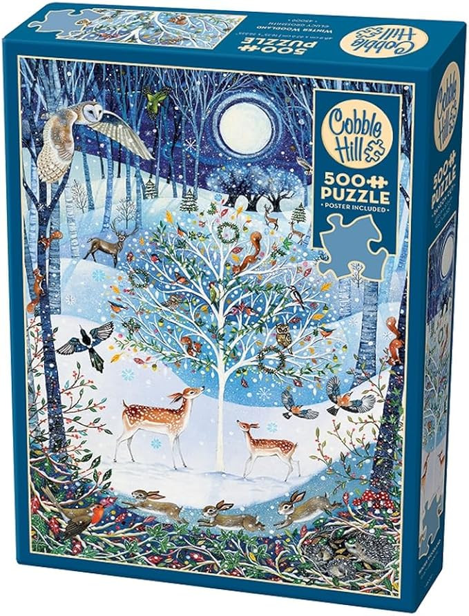 Cobble Hill 500 Piece Puzzle - Winter Woodland - Sample Poster Included | Amazon (US)