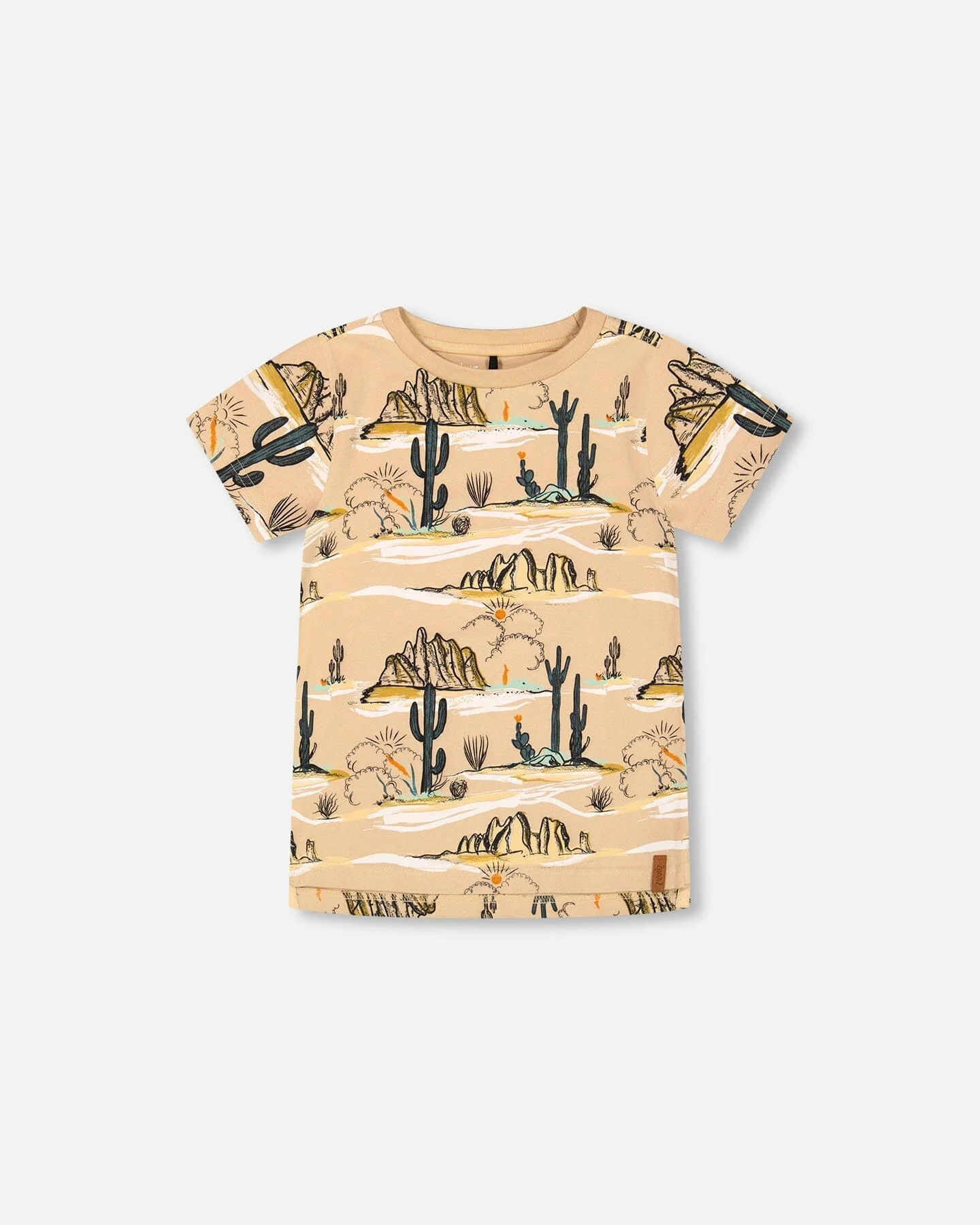 Organic Cotton Printed T-Shirt Beige - Deux par Deux | Deux par Deux Childrens Designer Clothing