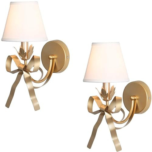 DANGGEOI Bedside Wall Mount Light, Modern Wall Sconce Lights Fabric Shade Creative Bow Wall Lamps... | Amazon (US)