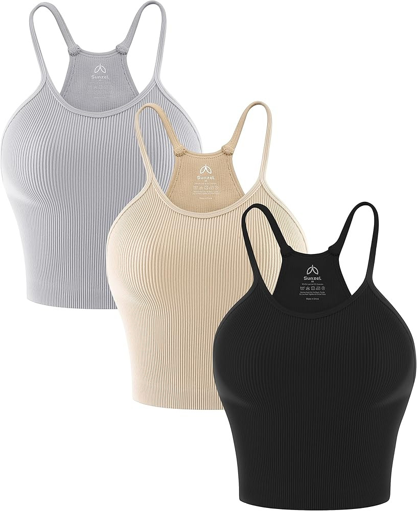 Sunzel Free to Be Tank, Crop Ribbed Tank Tops Seamless Racerback Camisoles No pad Camis Cropped W... | Amazon (US)