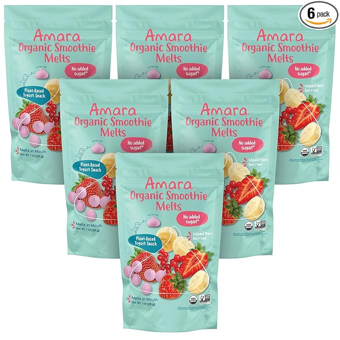 Amara Smoothie Melts - Mixed Red Berries - Baby Snacks Made With Fruits and Vegetables - Healthy ... | Amazon (US)