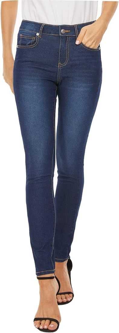 LOUEERA Women’s Mid Rise Skinny Jeans, Stretchy Shaping Leg Jean, Curvy Slim Fit Elastic Waist ... | Amazon (US)
