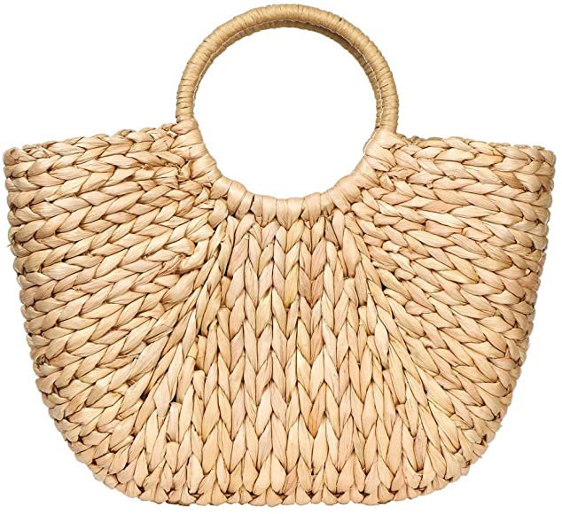 Summer Rattan Bag for Women Straw Hand-woven Top-handle Handbag Beach Sea Straw Rattan Tote Clutc... | Amazon (US)