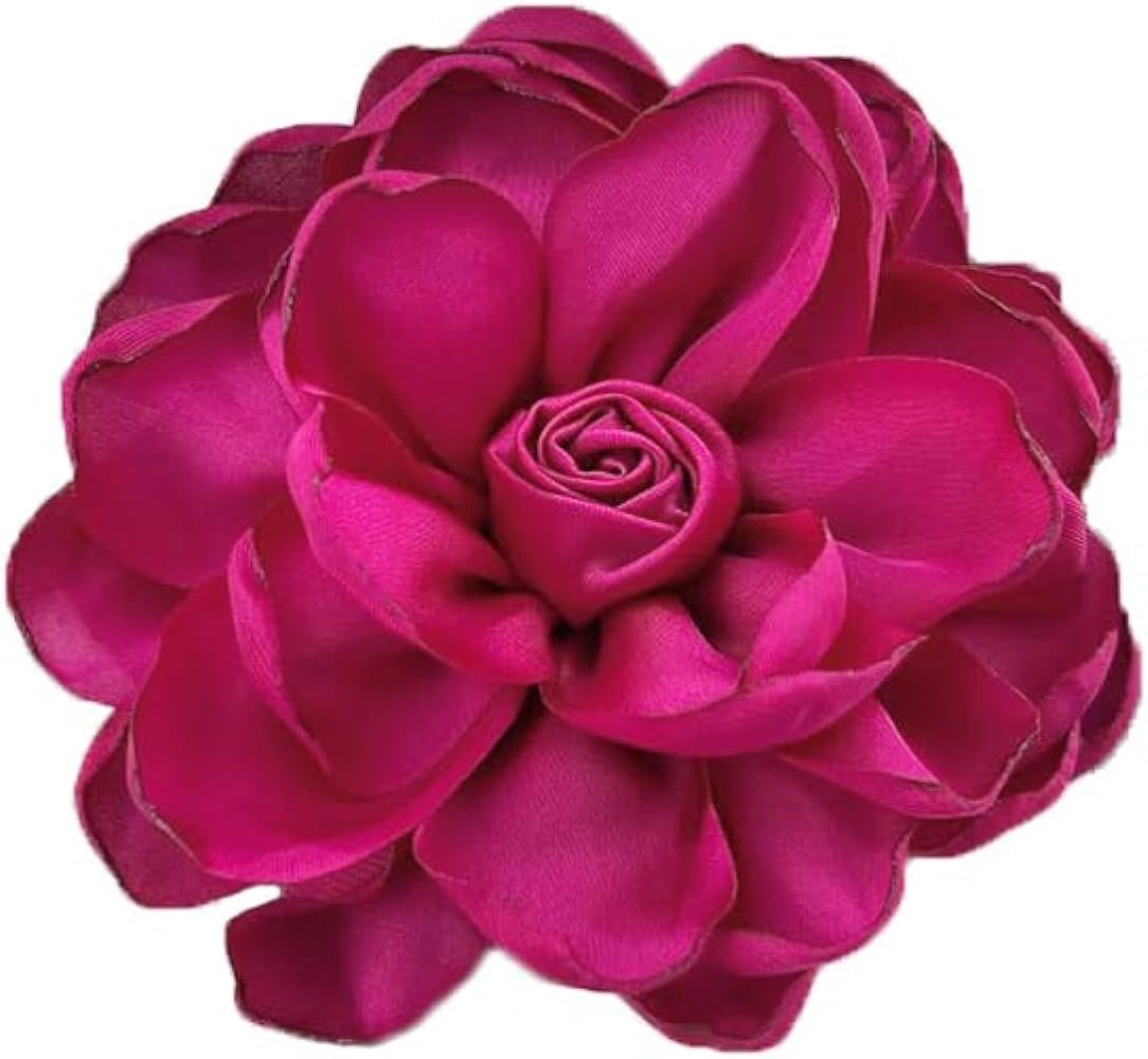 Dainty Fabric Rose Flower Large Brooch Lapel Pins Delicate Elegant Handmade Flower Brooches Pin C... | Amazon (US)