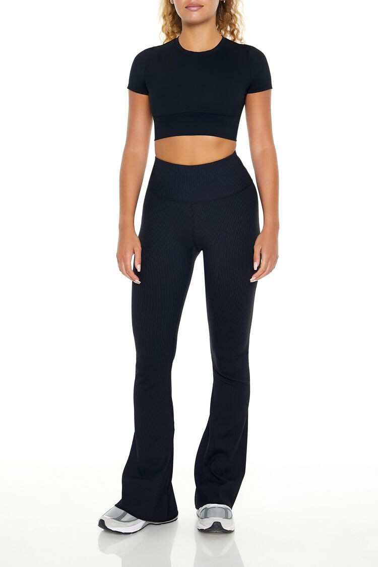 Women's Active High-Rise Flare Leggings in Black Medium | Forever 21