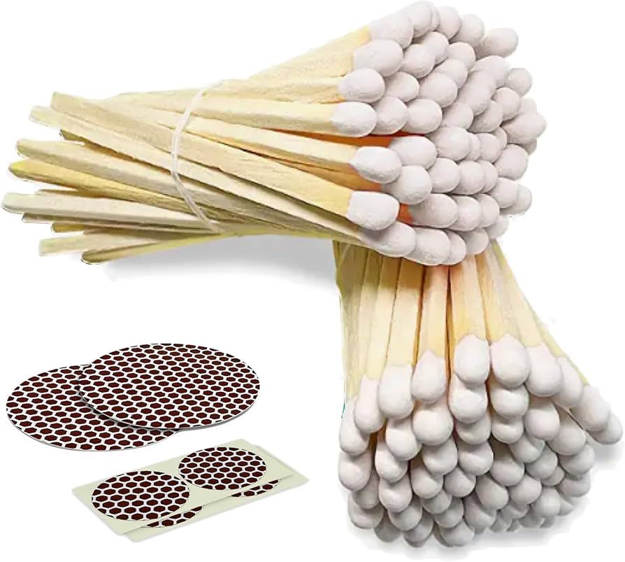 4" Classic White Tip Matches (100 Count, with Striking Stickers Included) | Decorative Unique & F... | Amazon (US)