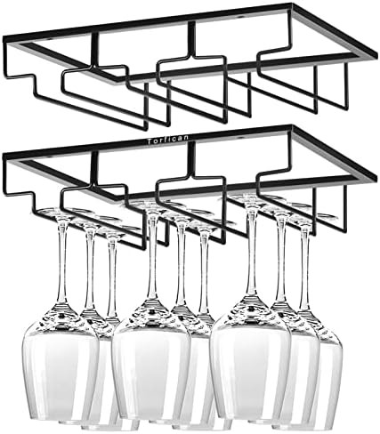 Amazon.com: Wine Glass Holder Under Cabinet,2 Pack Wine Stemware Holder,Wine Glass Rack,3 Rows Bl... | Amazon (US)