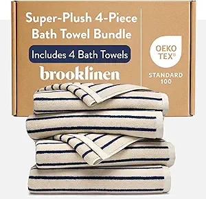 Brooklinen Super-Plush 100% Turkish Cotton Bath Towels - Set of 4-770 GSM, Highly Absorbent, Mach... | Amazon (US)