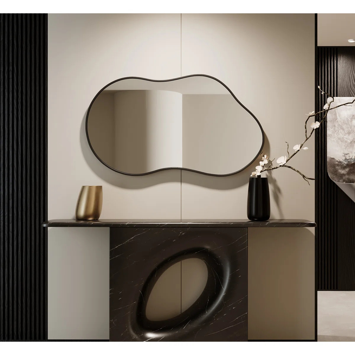 Irregular Unique Shaped Wall Mirror, Asymmetrical Mirrors, Cloud Mirror, Wavy Mirror, Morden Wavy... | Wayfair North America