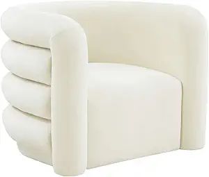 TOV Furniture Curves 15.9" Modern Velvet and Pinewood Lounge Chair in Cream | Amazon (US)