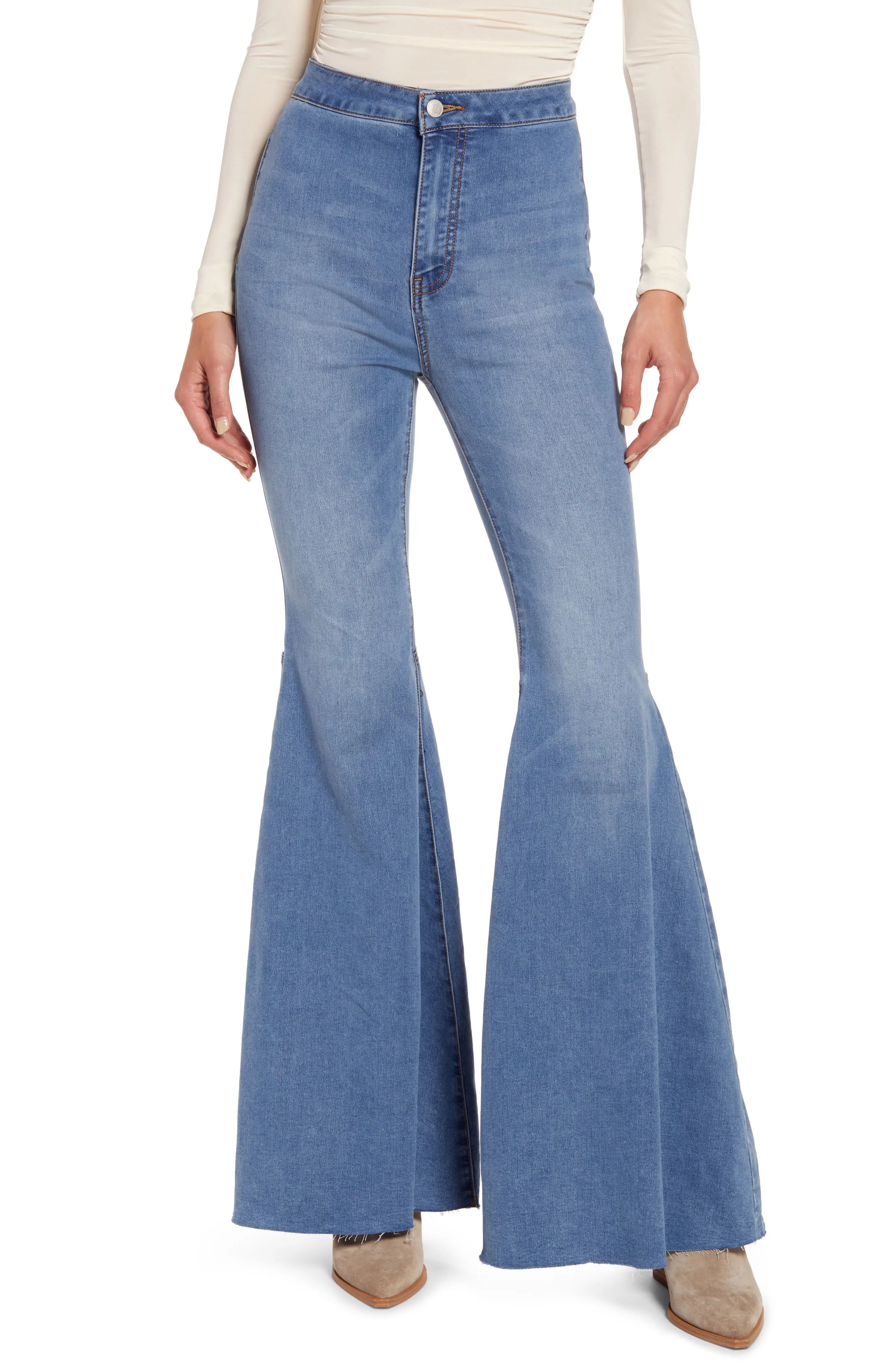 Free People We the Free Float On Flare Jeans in Love Letters at Nordstrom, Size 28 | Nordstrom