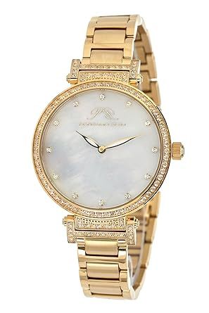Porsamo Bleu Luxury Chantal Stainless Steel Gold Tone White Topaz Women's Watch 671BCHS | Amazon (US)