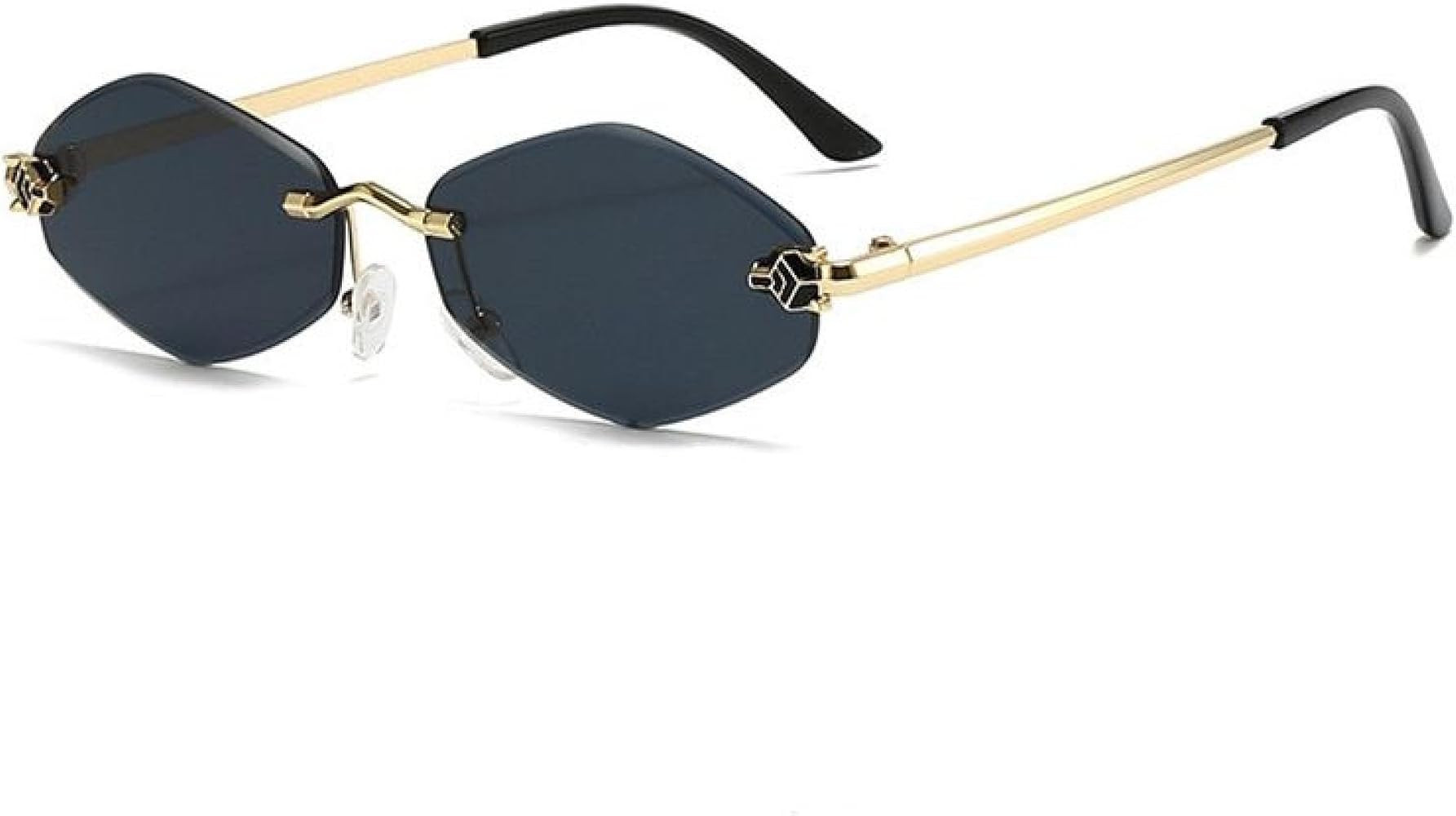 TVTBBVV Fashion Rimless Hexagon Sunglasses for Women Luxury Punk Sexy Travel Rhombus(C1BlackGray) at Amazon Women\u2019s Clothing store | Amazon (US)
