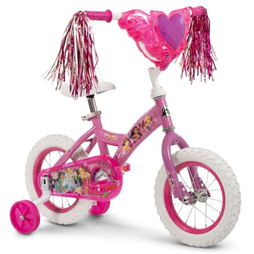 Huffy Disney Princess 12" Pink Girls' Bike, Ideal for Ages 3-5 Years Old, Removable Training Wheels, Sturdy and Durable, Heart Shaped Basket, Shimmering Streamers, Adjustable Comfort | Amazon (US)