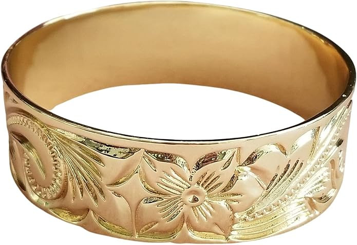 Healani Jewelry 25mm Gold Plated Hawaiian Bangle Bracelet | Amazon (US)