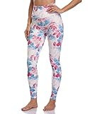 Colorfulkoala Women's High Waisted Pattern Leggings Full-Length Yoga Pants (XS, Pink ＆ Blue Fallen L | Amazon (US)