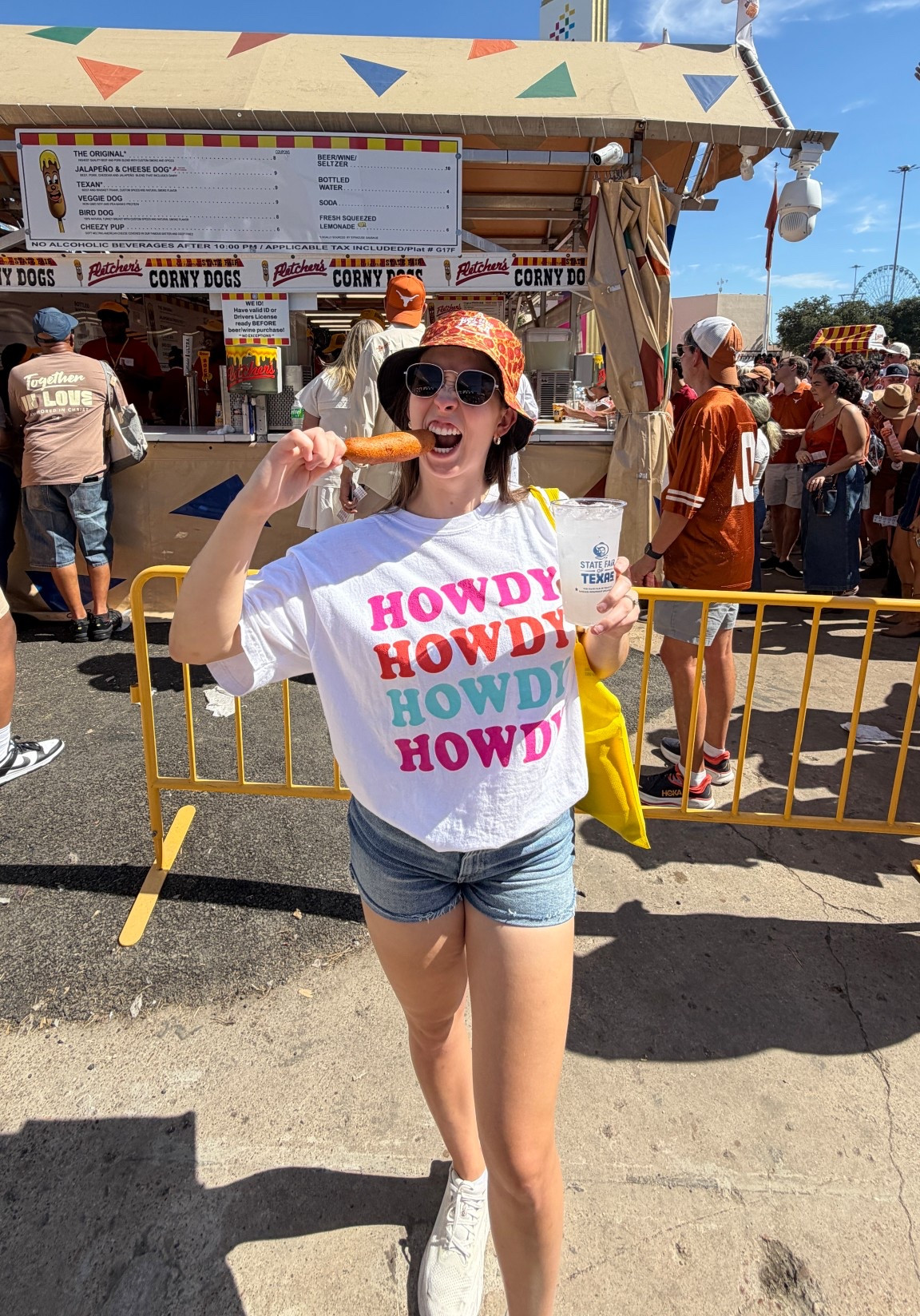 corndog in hand at the texas state fair, i’m one happy girl!!! this minimalist preppy graphic tee is always my favorite. I got so many howdy’s from people reading this shirt from Katydid in Dallas, TX. This was the perfect fair outfit 🤍🌭

#LTKFindsUnder50 #LTKTall #LTKSeasonal