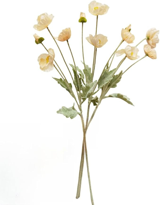 3 Pcs Poppy Flowers Artificial,22" Poppy Silk Flowers with Stems,Ranunculus Artificial Flowers,Fa... | Amazon (US)
