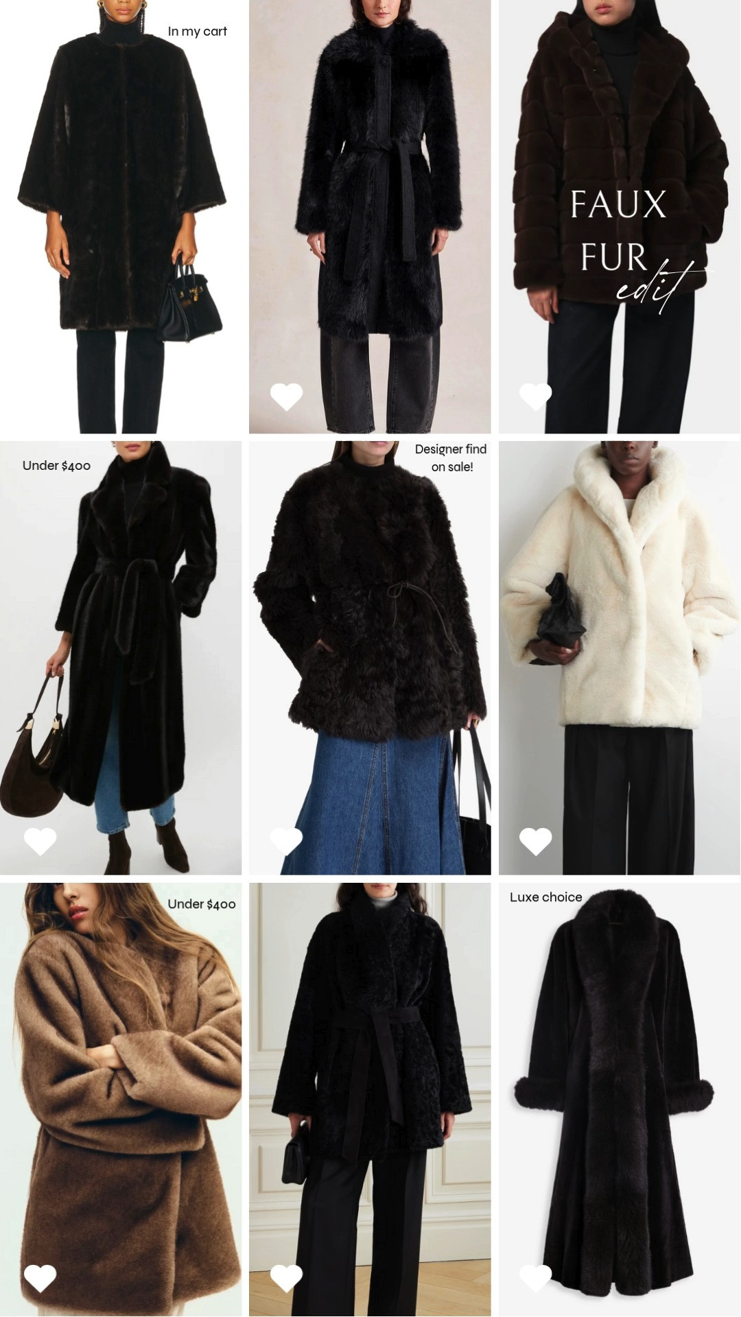Faux fur coats for winter! From under $500 styles to luxe designer selects I love. I'm treating myself to a new faux fur coat this year as my style has changed dramatically since I bought my current one! ❄️ 

 #LTKSeasonal