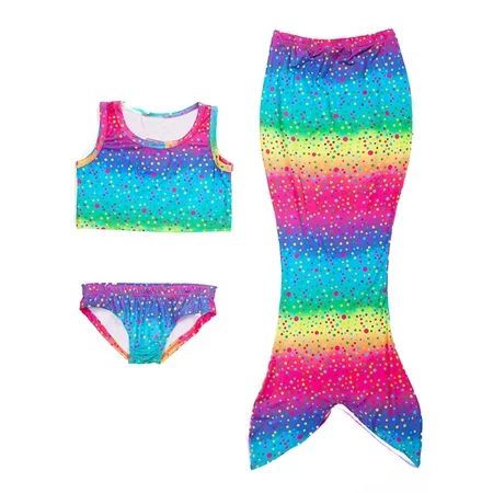 Kid's 3Pcs Girl Mermaid Tail Swimwear Funny Bathing Suits Costume Bikini Set | Walmart (US)