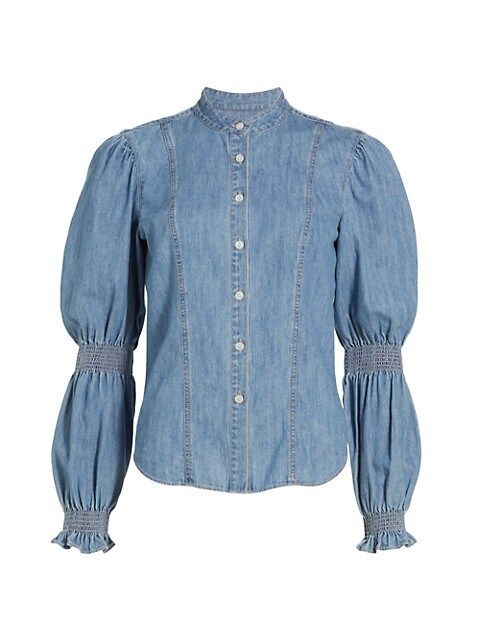 Veronica Beard Dalton Puff-Sleeve Denim Shirt | Saks Fifth Avenue