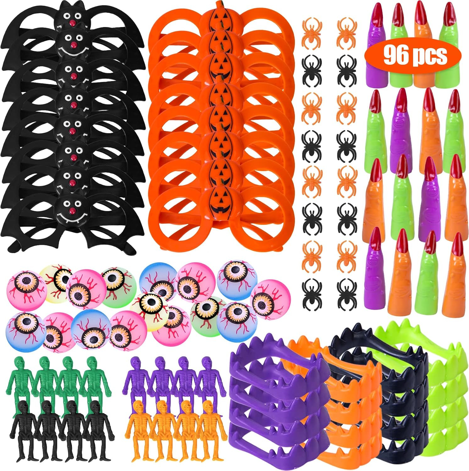 96Pcs Halloween Party Favors, Halloween Toys for Kids Trick or Treat with Bat and Pumpkin Glasses... | Amazon (US)