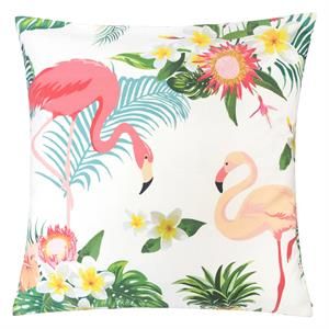 Homey Cozy 20" Square Flamingo Fabric Outdoor Pillow in Multi-Color | Cymax