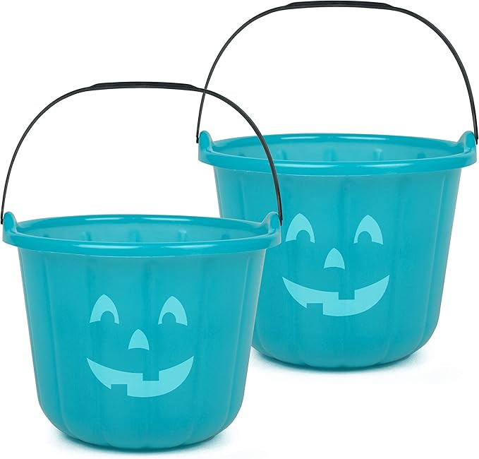 Teal Pumpkin Halloween Trick or Treat Bucket 8.5 in (2 Pack)-Official Teal Pumpkin Project Allerg... | Amazon (US)